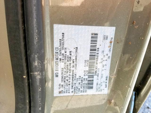 2FMZA51694BA78104 - 2004 FORD FREESTAR S GREEN photo 10