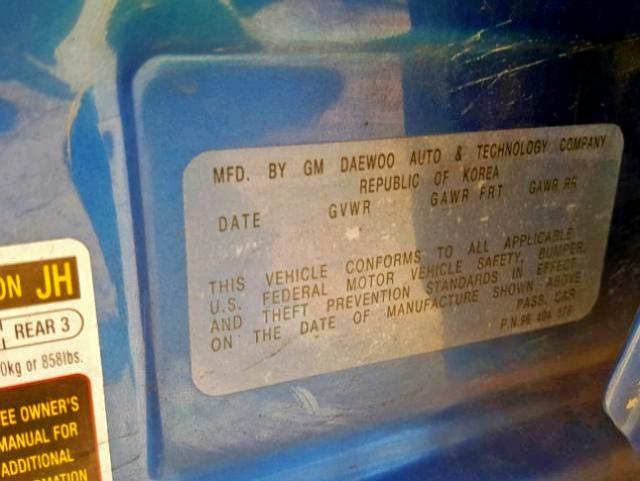 KL1TD56656B551409 - 2006 CHEVROLET AVEO BASE Mavi foto 10