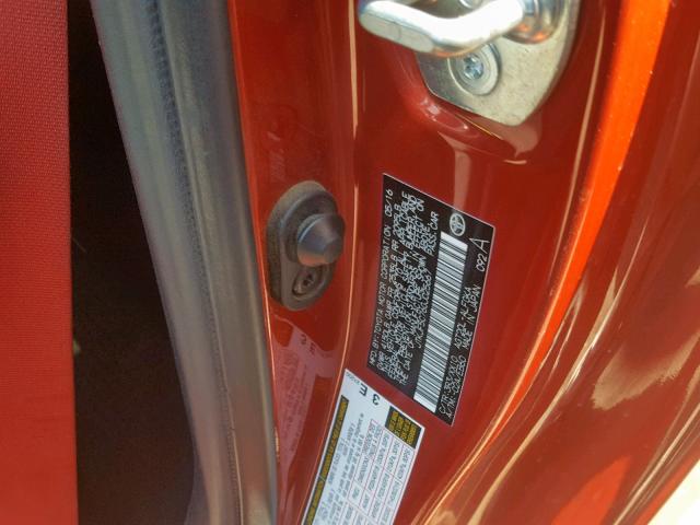 JTKJF5C76GJ025667 - 2016 TOYOTA SCION TC წითელი ფოტო 10