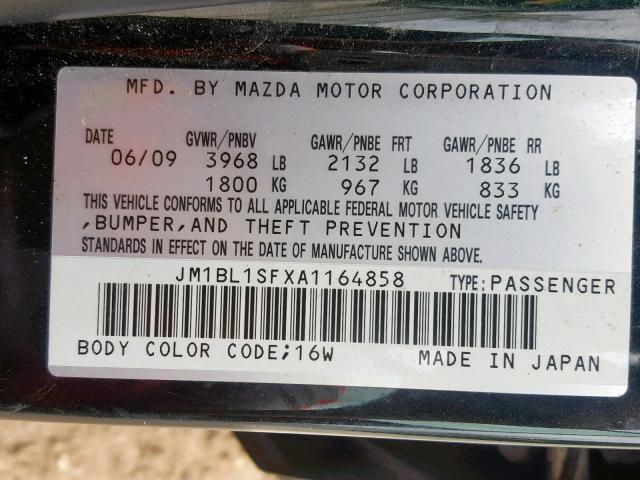 JM1BL1SFXA1164858 - 2010 MAZDA 3 I BLACK photo 10