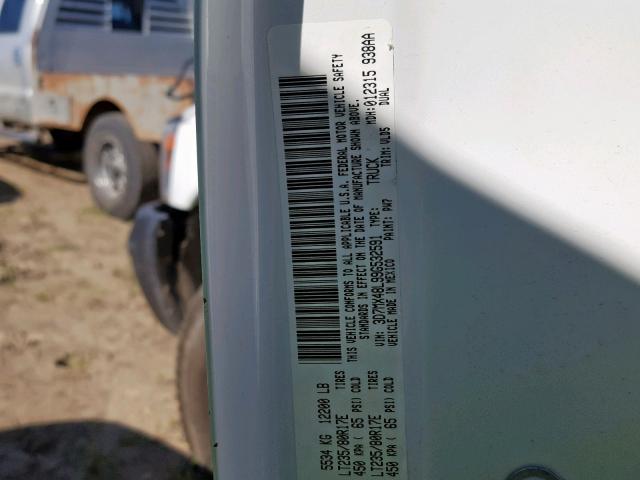 3D7MX48L99G532591 - 2009 DODGE RAM 3500 WHITE photo 10