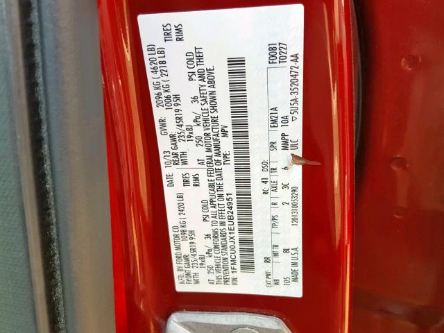 1FMCU0JX1EUB24951 - 2014 FORD ESCAPE TIT RED photo 10