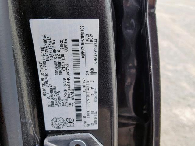 1FMCU9J95HUD87700 - 2017 FORD ESCAPE TIT GRAY photo 10