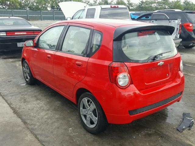 KL1TG66E09B623089 - 2009 CHEVROLET AVEO LT RED photo 3