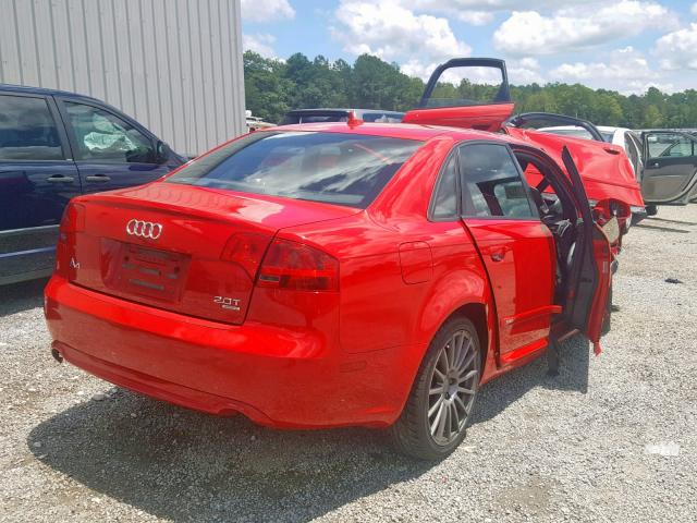 WAUEF98E88A089750 - 2008 AUDI A4 S-LINE RED photo 4