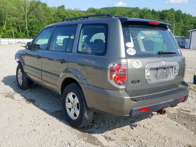 5FNYF18117B029698 - 2007 HONDA PILOT LX GREEN photo 3