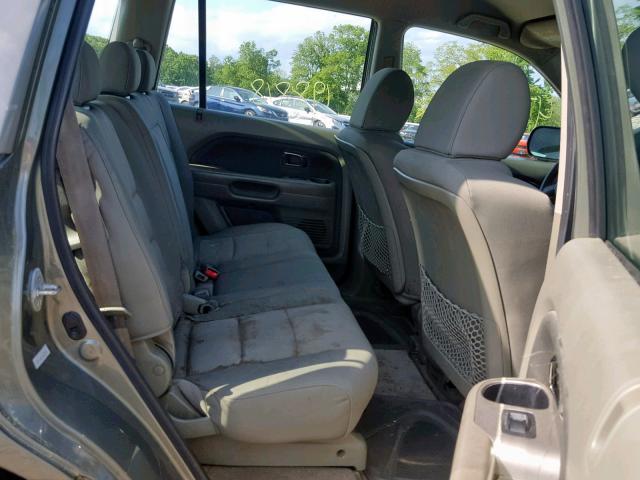 5FNYF18117B029698 - 2007 HONDA PILOT LX GREEN photo 6