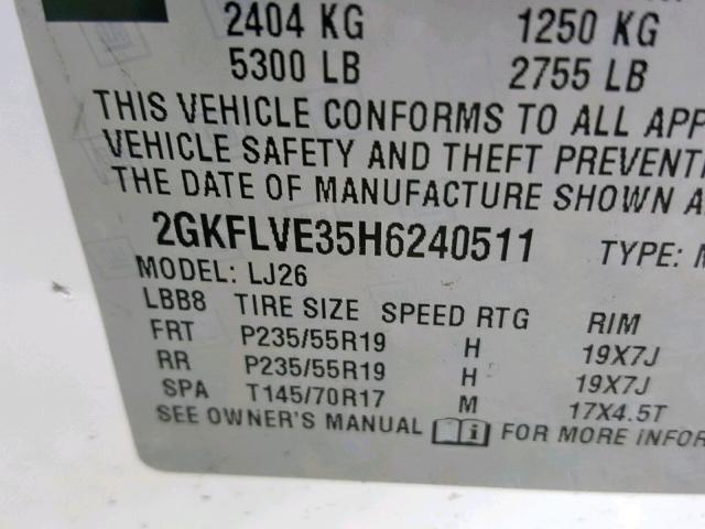 2GKFLVE35H6240511 - 2017 GMC TERRAIN DE WHITE photo 10