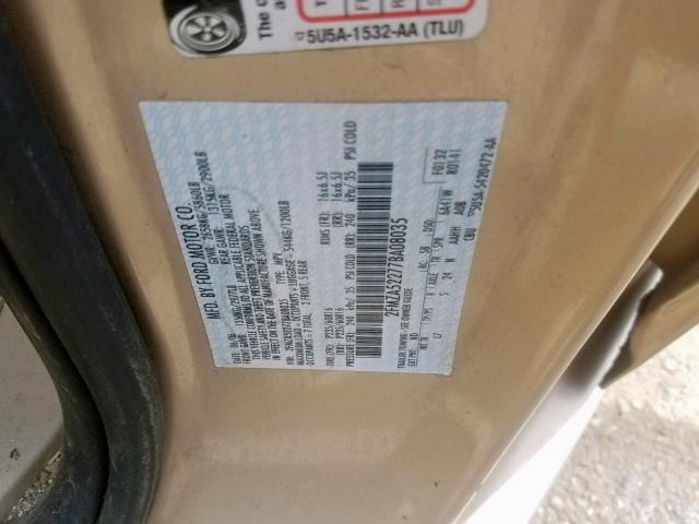 2FMZA52277BA08035 - 2007 FORD FREESTAR S GOLD photo 10