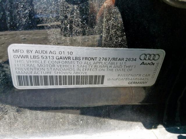 WAUFGAFB5AN056425 - 2010 AUDI A6 PREMIUM CHARCOAL photo 10