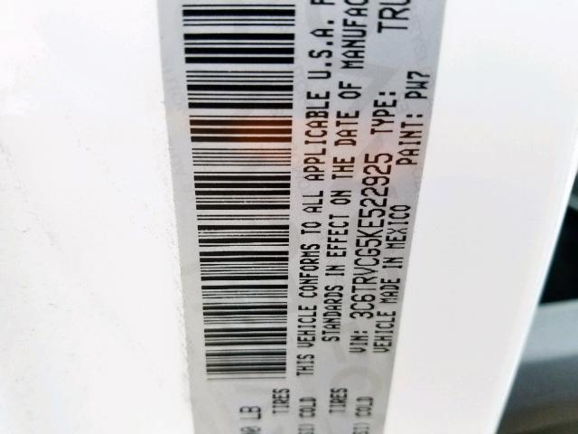 3C6TRVCG5KE522925 - 2019 RAM PROMASTER 白色 照片 10