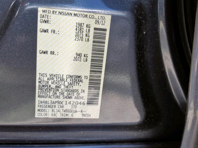 1N4BL3AP9DC142046 - 2013 NISSAN ALTIMA 3.5 SILVER photo 10