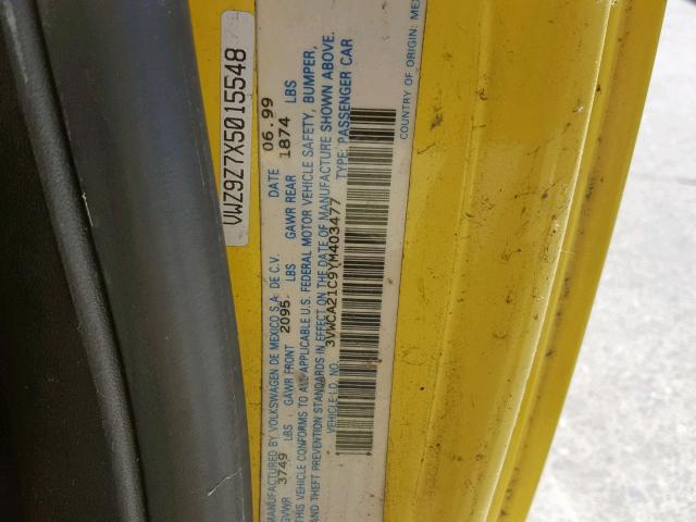 3VWCA21C9YM403477 - 2000 VOLKSWAGEN NEW BEETLE Sarı foto 10