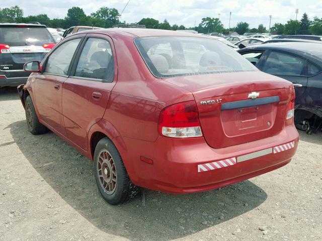 KL1TD52625B280958 - 2005 CHEVROLET AVEO BASE მუქწითელი ფოტო 3