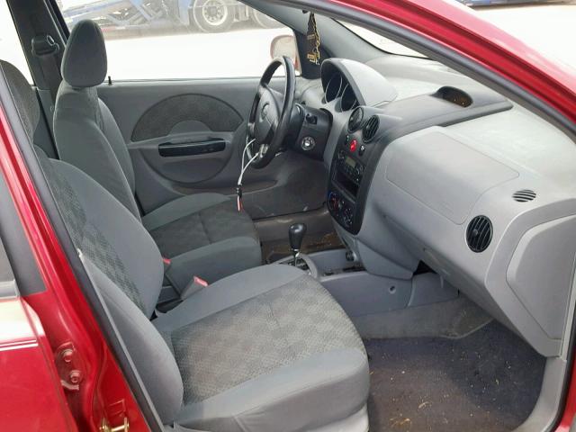 KL1TD52625B280958 - 2005 CHEVROLET AVEO BASE მუქწითელი ფოტო 5