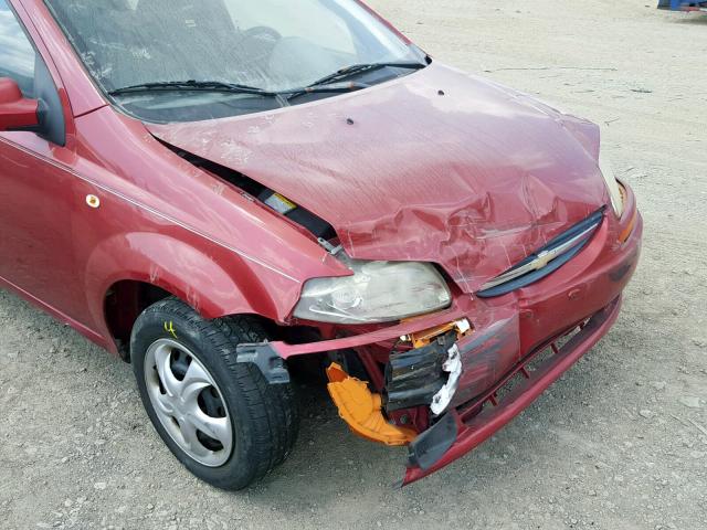 KL1TD52625B280958 - 2005 CHEVROLET AVEO BASE მუქწითელი ფოტო 9