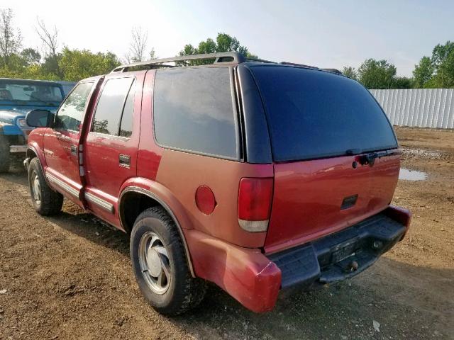 1GNDT13W0Y2156450 - 2000 CHEVROLET BLAZER RED photo 3