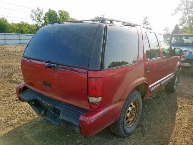 1GNDT13W0Y2156450 - 2000 CHEVROLET BLAZER RED photo 4