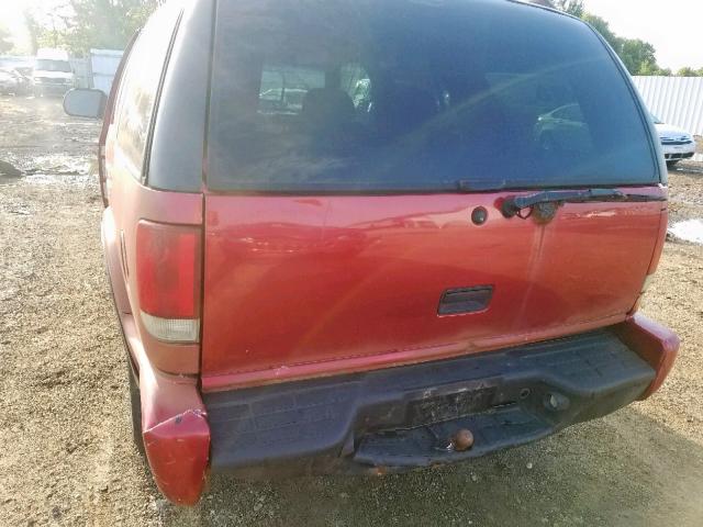 1GNDT13W0Y2156450 - 2000 CHEVROLET BLAZER RED photo 9