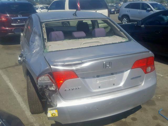 JHMFA36218S007538 - 2008 HONDA CIVIC HYBR SILVER photo 3