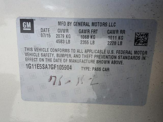 1G11E5SA7GF105904 - 2016 CHEVROLET MALIBU LIM 金色 照片 10