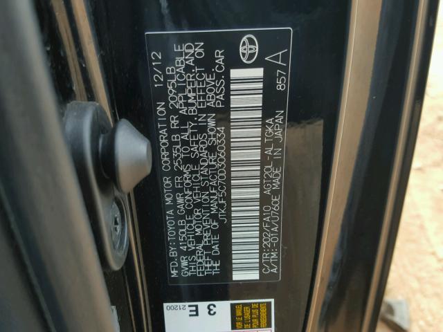 JTKJF5C70D3060334 - 2013 TOYOTA SCION TC შავი ფოტო 10