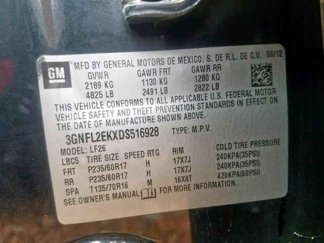 3GNFL2EKXDS516928 - 2013 CHEVROLET CAPTIVA LS 灰色 照片 10