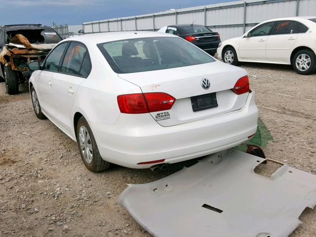 3VW2K7AJXEM227457 - 2014 VOLKSWAGEN JETTA BASE WHITE photo 3