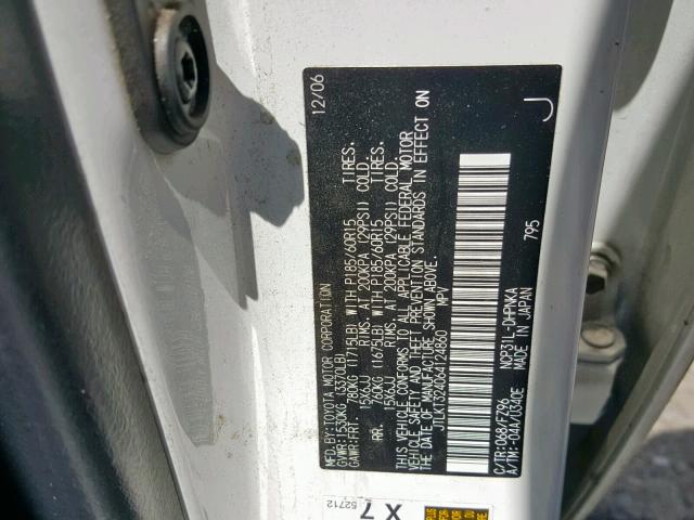 JTLKT324064124860 - 2006 TOYOTA SCION XB 白色 照片 10