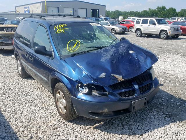 1B4GP25362B517025 - 2002 DODGE CARAVAN SE BLUE photo 1