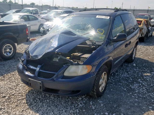 1B4GP25362B517025 - 2002 DODGE CARAVAN SE BLUE photo 2