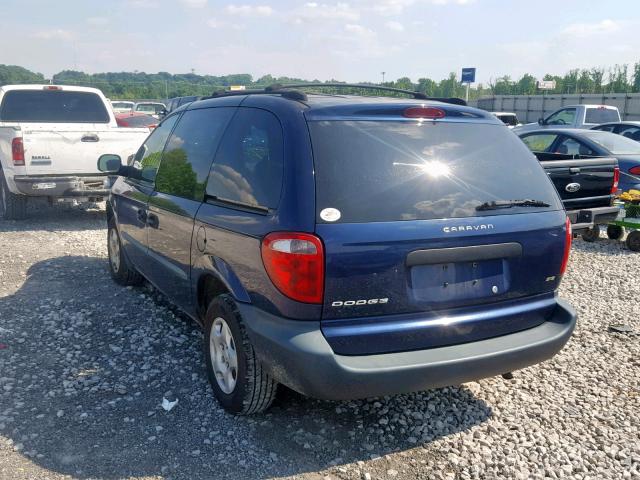 1B4GP25362B517025 - 2002 DODGE CARAVAN SE BLUE photo 3