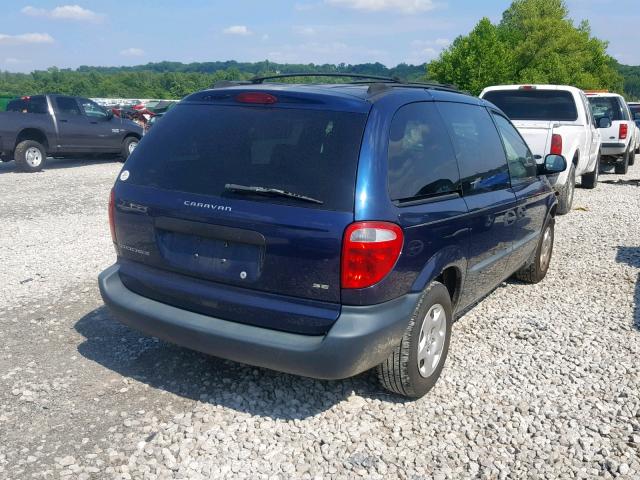 1B4GP25362B517025 - 2002 DODGE CARAVAN SE BLUE photo 4