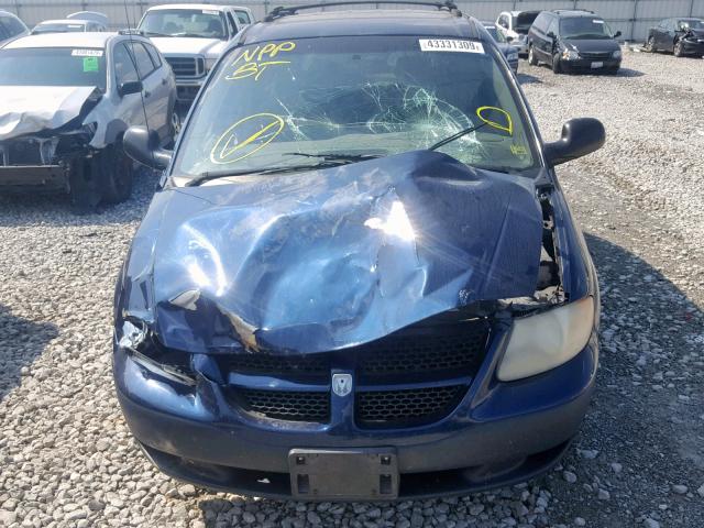 1B4GP25362B517025 - 2002 DODGE CARAVAN SE BLUE photo 9