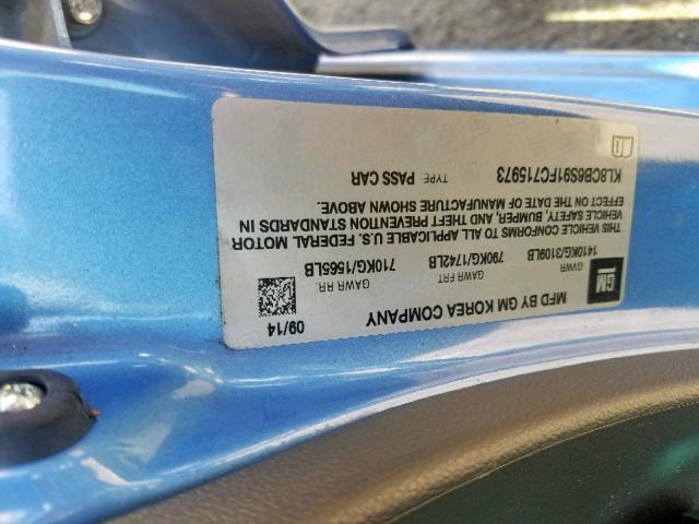 KL8CB6S91FC715973 - 2015 CHEVROLET SPARK LS BLUE photo 10