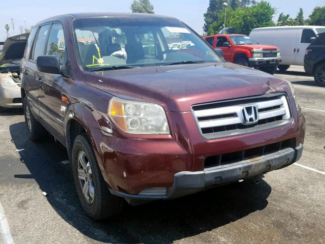 5FNYF28187B024391 - 2007 HONDA PILOT LX MAROON photo 1