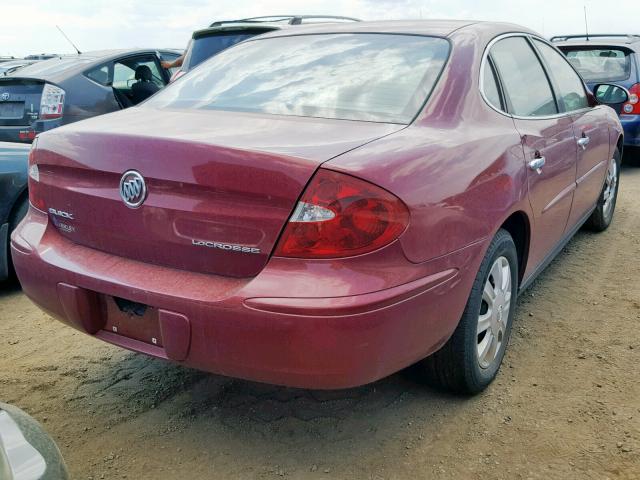 2G4WC562151326744 - 2005 BUICK LACROSSE C RED photo 4