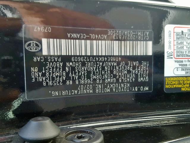 4T1BE46K47U129609 - 2007 TOYOTA CAMRY NEW BLACK photo 10