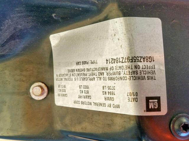 1G8AZ55F97Z184214 - 2007 SATURN ION LEVEL BLACK photo 10