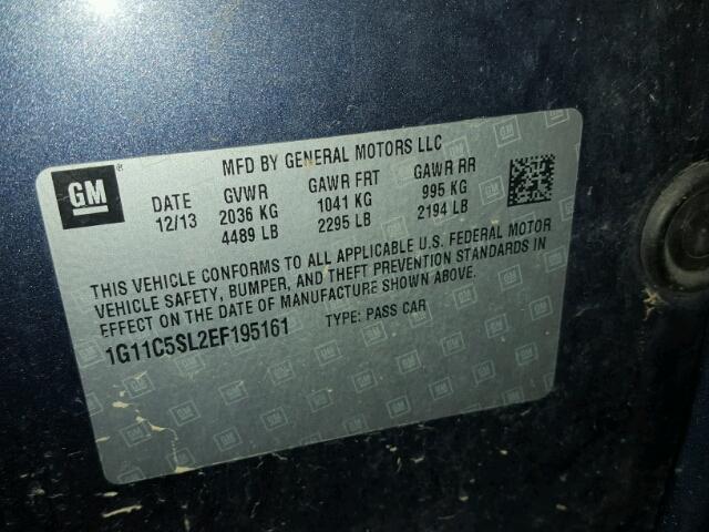 1G11C5SL2EF195161 - 2014 CHEVROLET MALIBU 1LT BLUE photo 10