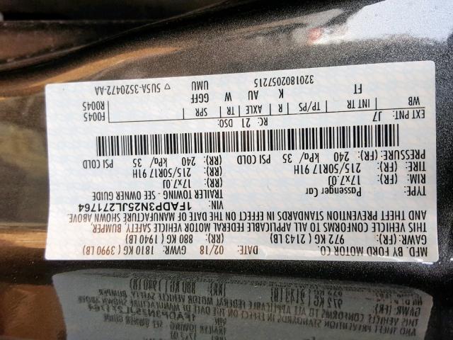 1FADP3N25JL271764 - 2018 FORD FOCUS TITA GRAY photo 10