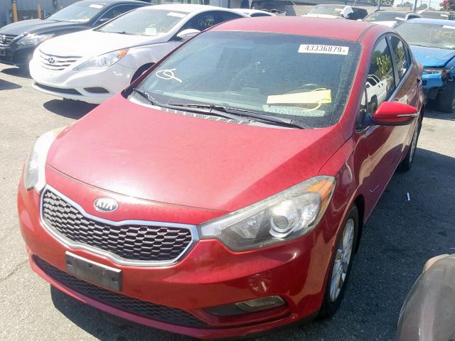 KNAFX4A87E5086156 - 2014 KIA FORTE EX RED photo 2