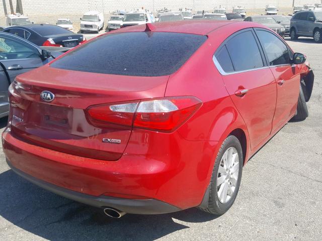 KNAFX4A87E5086156 - 2014 KIA FORTE EX RED photo 4