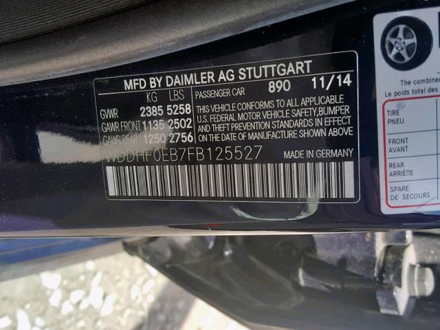 WDDHF0EB7FB125527 - 2015 MERCEDES-BENZ E 250 BLUE BLUE photo 10