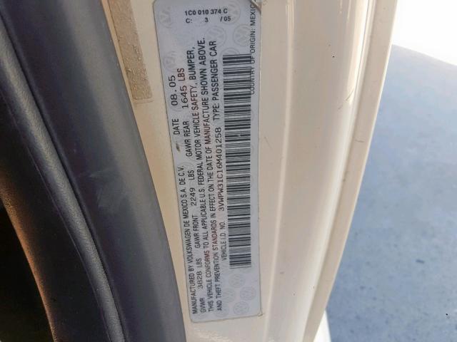 3VWPW31C16M401258 - 2006 VOLKSWAGEN NEW BEETLE კრემისფერი ფოტო 10