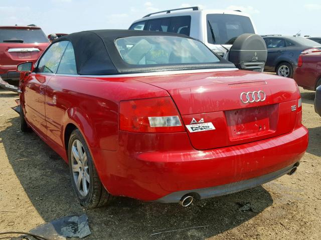 WAUDT48H65K014861 - 2005 AUDI A4 QUATTRO RED photo 3