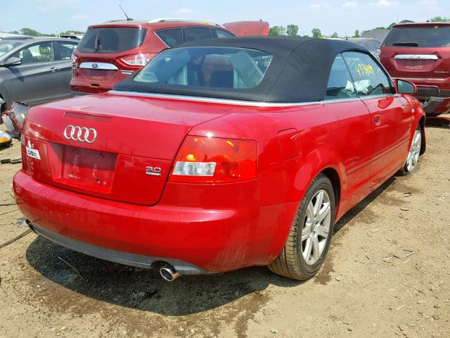 WAUDT48H65K014861 - 2005 AUDI A4 QUATTRO RED photo 4