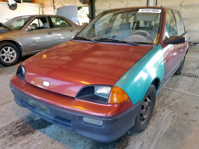 2C1MR6469R6738356 - 1994 GEO METRO RED photo 2