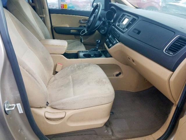 KNDMB5C15F6040383 - 2015 KIA SEDONA LX BEIGE photo 5