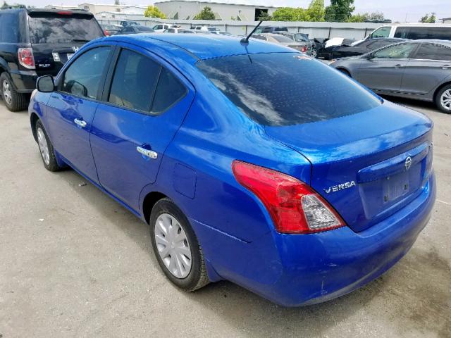 3N1CN7AP9CL939743 - 2012 NISSAN VERSA S BLUE photo 3